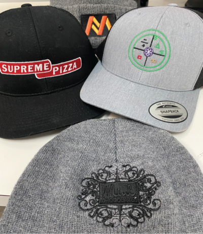 Custom embroidery headwear samples